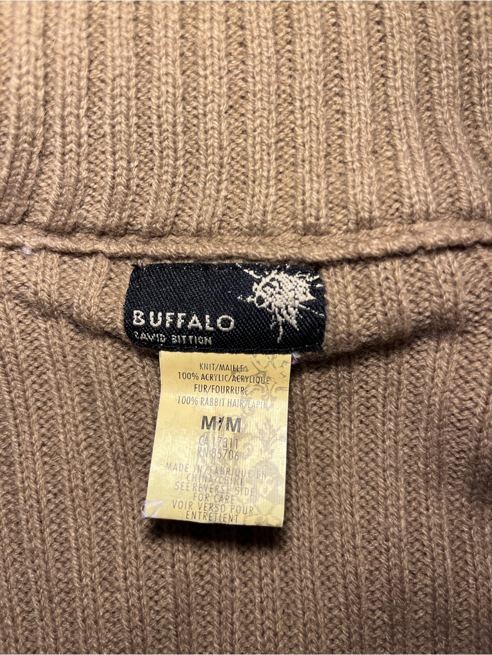 Buffalo David Bitton Rabbit Fur Rib-Trim Vest - Picture 2 of 7
